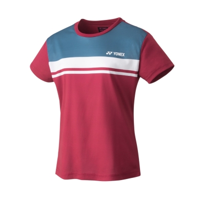 Yonex Sport-Tshirt Crew Neck Stripes 2023 rot Damen